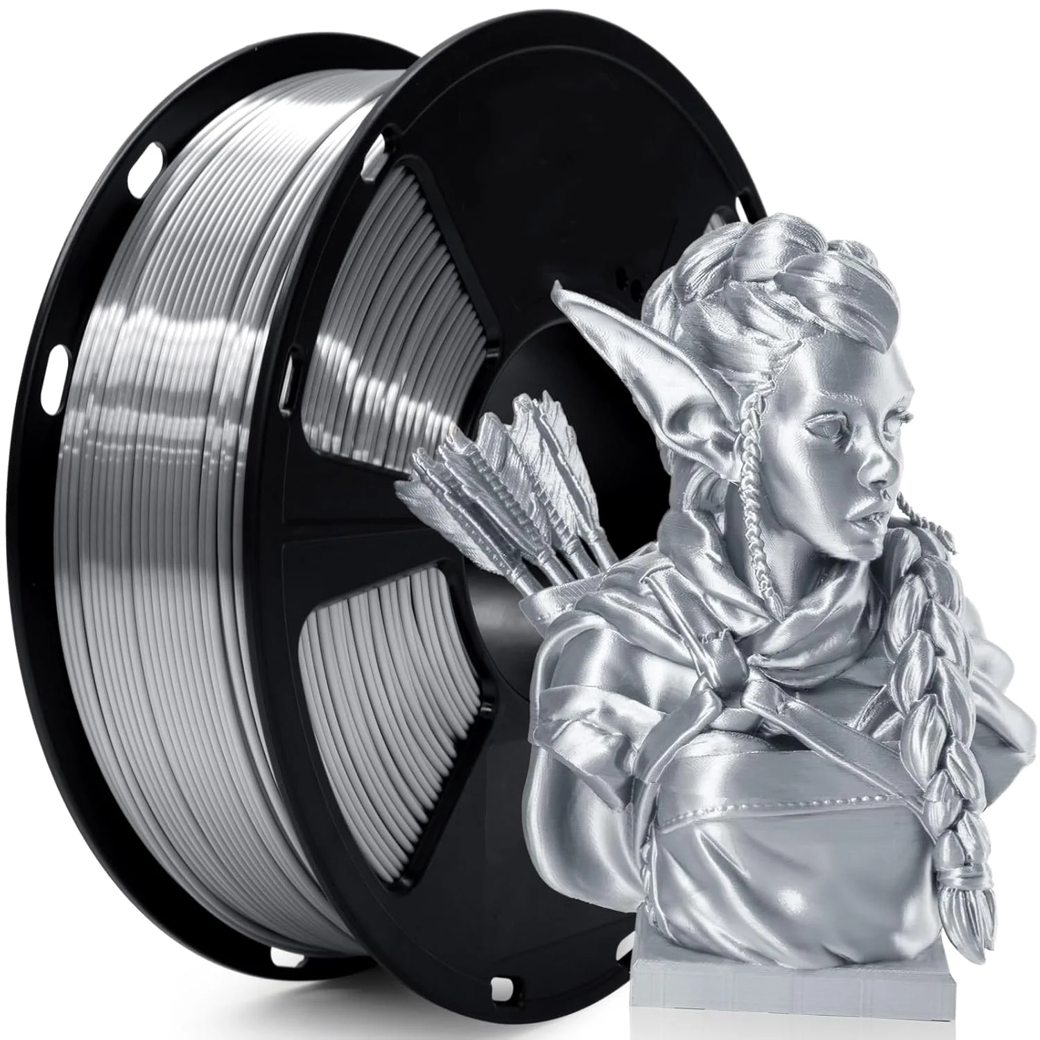 Filamento PLA 1.75mm per Stampante 3D con Superficie Lucida, Filamento PLA Effetto Seta 250g Bobina per Stampa 3D