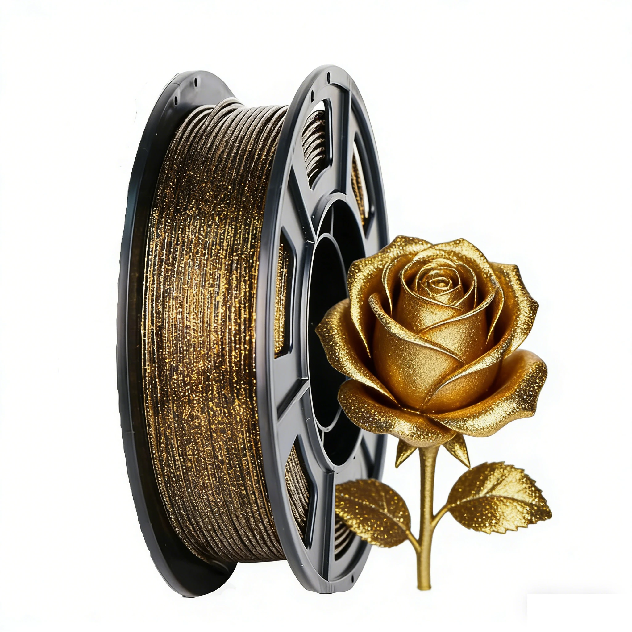 Filamento per Stampante 3D PLA Glitter Galaxy 1.75mm, Filamento per Stampa 3D, Glitter Nero e Oro, 250g/500g, Bobina