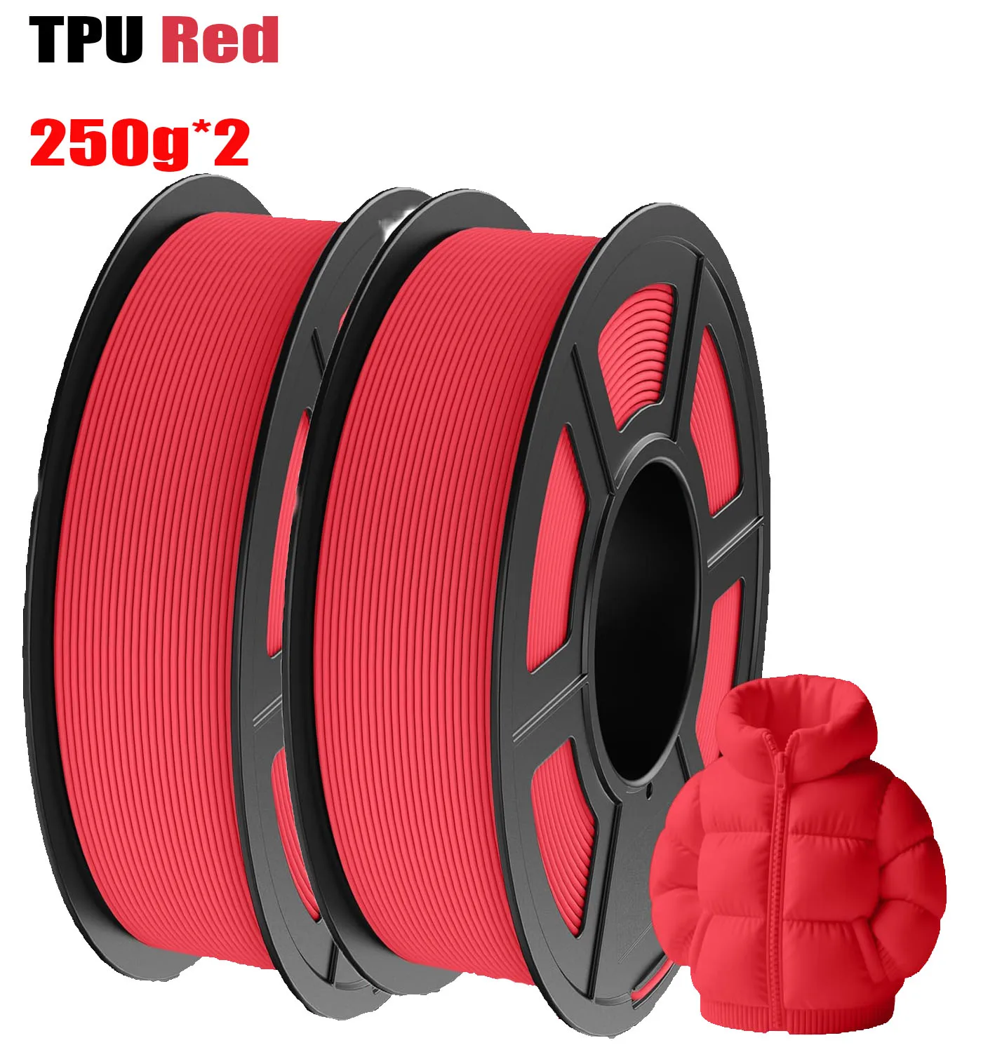 Filamento TPU Rosso 1.75mm Flessibile per Stampante 3D con Durezza Shore 95A, Forte Elasticità e Resistenza all'Abrasione 500G/250G