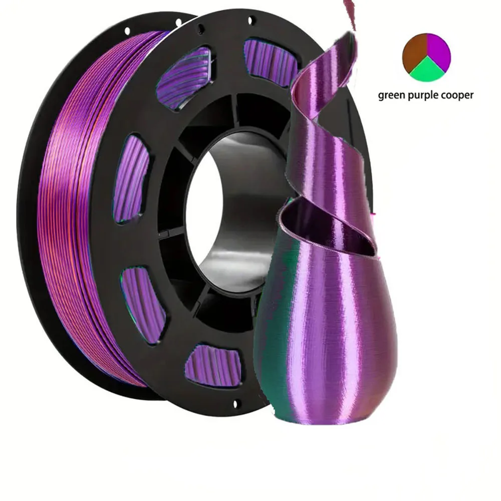 Filamento PLA Tricolore Verde Viola Rame 1.75mm, Filamento per Stampa 3D, 250g (0.55 libbre) per Stampante 3D