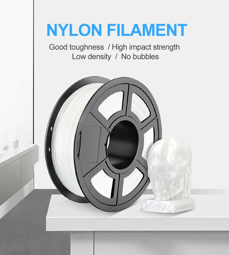Filamento per stampante 3D in Nylon PLA filamento in Nylon ad alta resistenza alla trazione 1.75mm 1KG/500g/250g buona flessibilità materiale di stampa 3D
