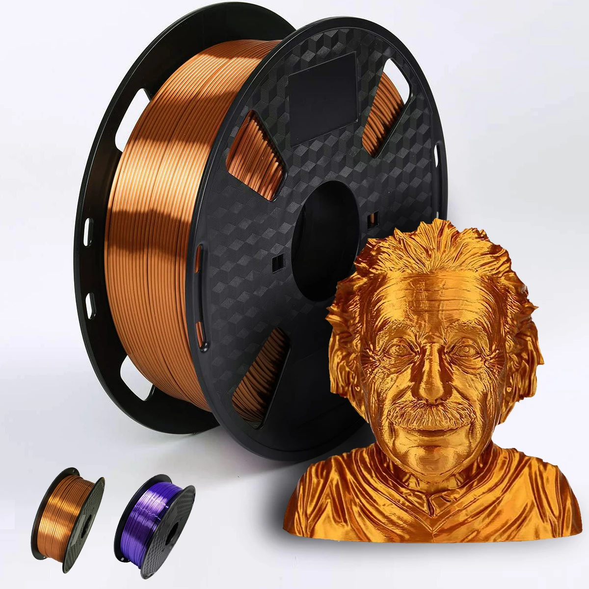 Filamento per stampante 3D Seta PLA 1,75 mm 250 g/500 g/1 kg Sensazione metallica lucida Materiale di stampa 3D Filamento viola/rame Oro Argento