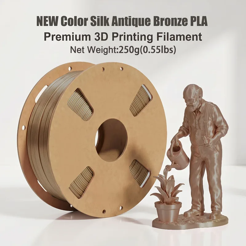 Filamento PLA Silk 1,75mm, 200/250/500/1000g, Compatibile con la Maggior Parte delle Stampanti FDM; Bronzo/Argento Scuro/Rosso Intenso/Viola Lavanda