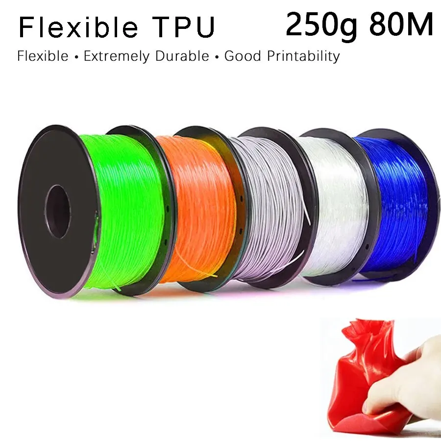 EasyThreed Stampa 3D Filamento flessibile TPU Diametro 1,75 mm Peso netto 250 g Lunghezza 80 M Materiale morbido