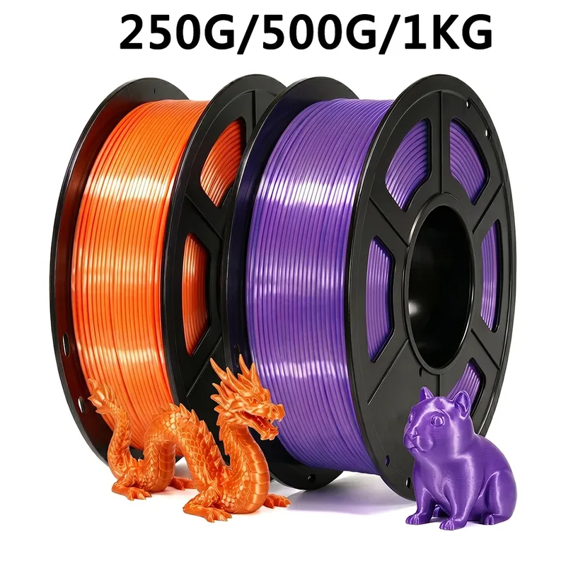Filamento per stampante 3D PLA Silk Orange e Silk Purple 250g 500g 1Kg 1.75mm per materiale di stampa 3D confezionato sottovuoto