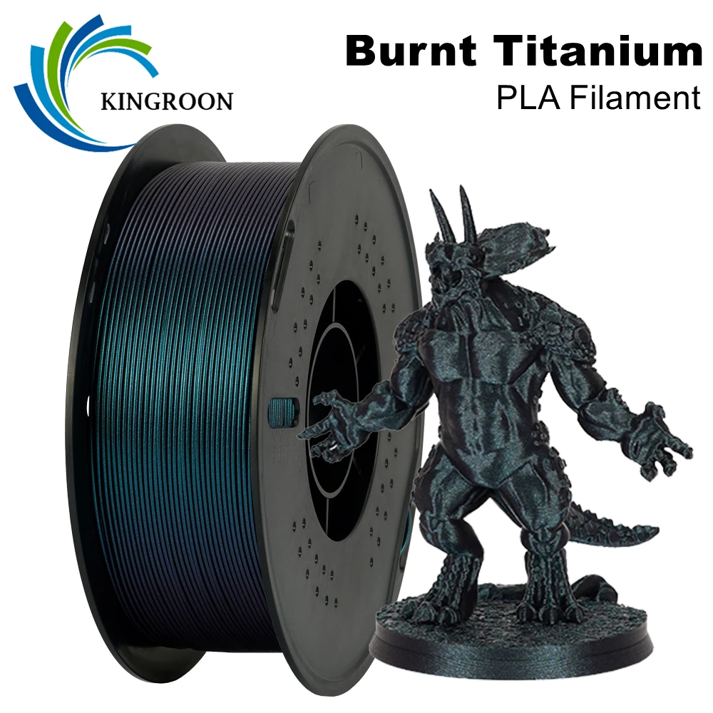 KINGROON PLA Filamento per stampante 3D in titanio bruciato 1,75 mm 1 kg 2 kg Bellissimo cambiamento di colore PLA Nascondi strato Linea Materiale di stampa 3D