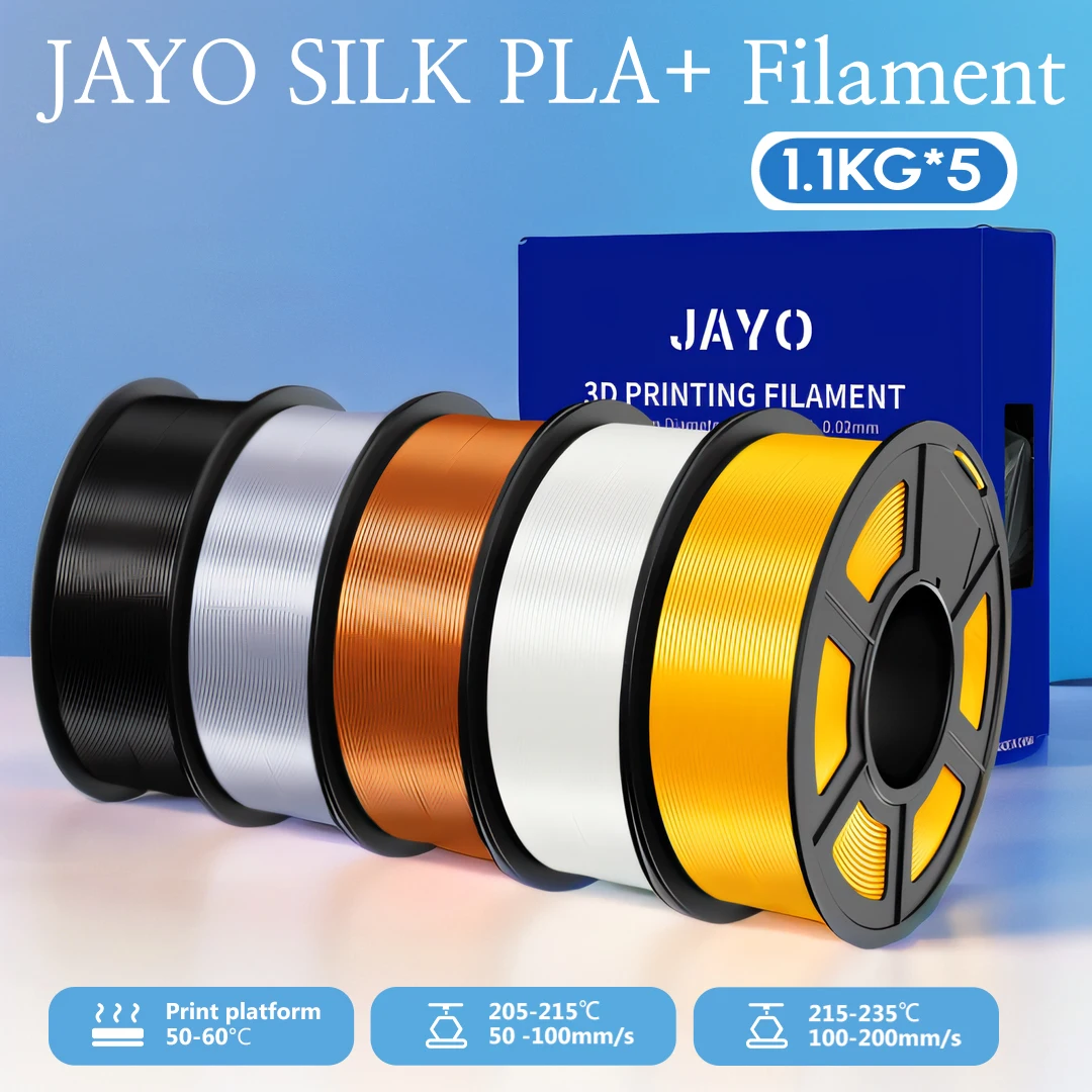 Filamento di seta per stampante 3D JAYO da 5,5 kg, filamento PLA di seta lucida 1,75 mm superficie liscia e setosa, ottimo facile da stampare per stampanti 3D