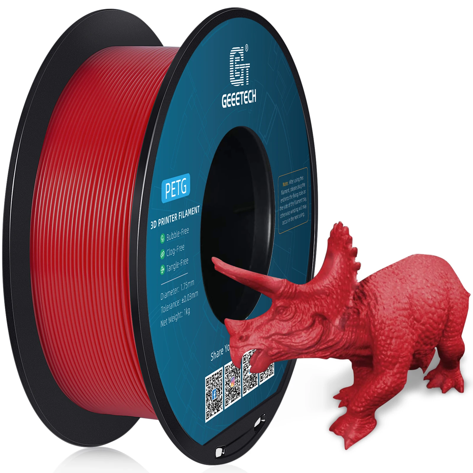 GEEETECH 1 kg 1,75 mm 1 kg (2,2 libbre) PETG puro, filamento per stampante 3D, confezione sottovuoto, senza grovigli, materiali per stampa 3D