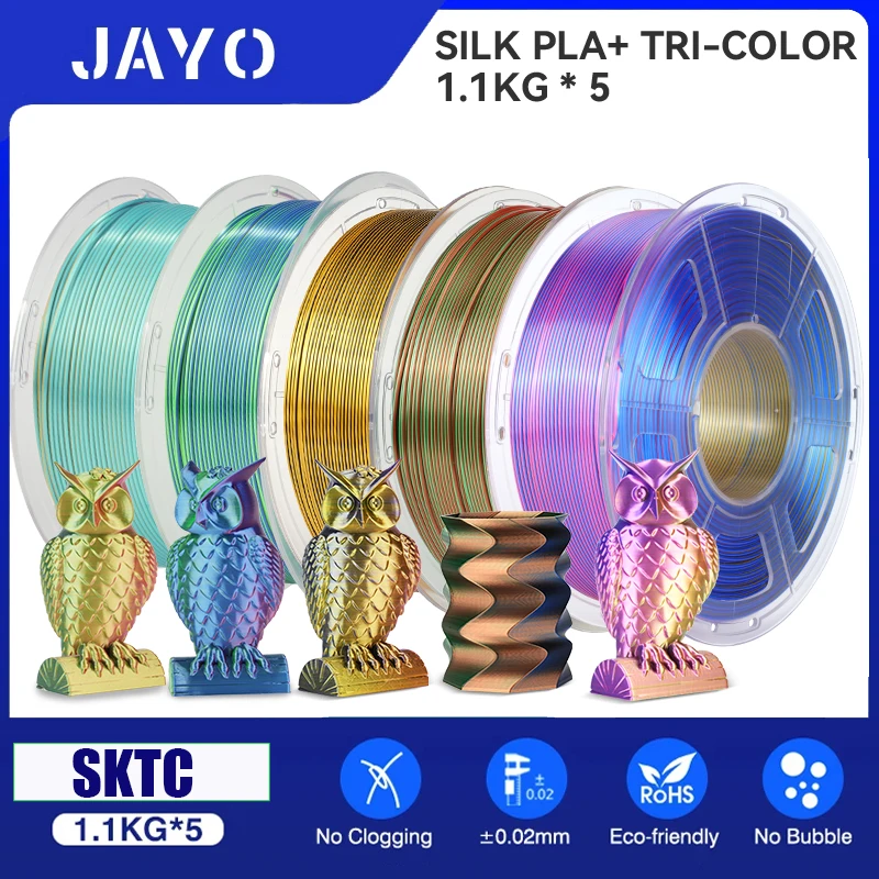 JAYO pla plus SILK Filamento per stampante 3D arcobaleno in seta a tre colori 1,75 mm 100% senza bolle Materiali per stampante 3D FDM per stampante 3D