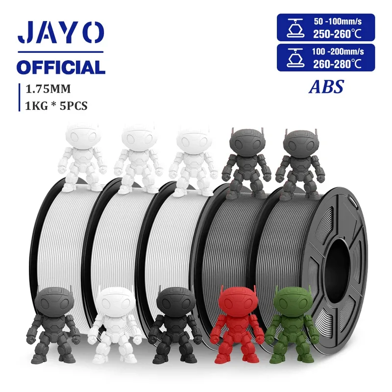 Filamento stampante 3D ABS JAYO 1KG 1,75mm Filamento ABS 3D per penna 3D Buon effetto Materiali di stampa 3D ABS 5 rotoli/set