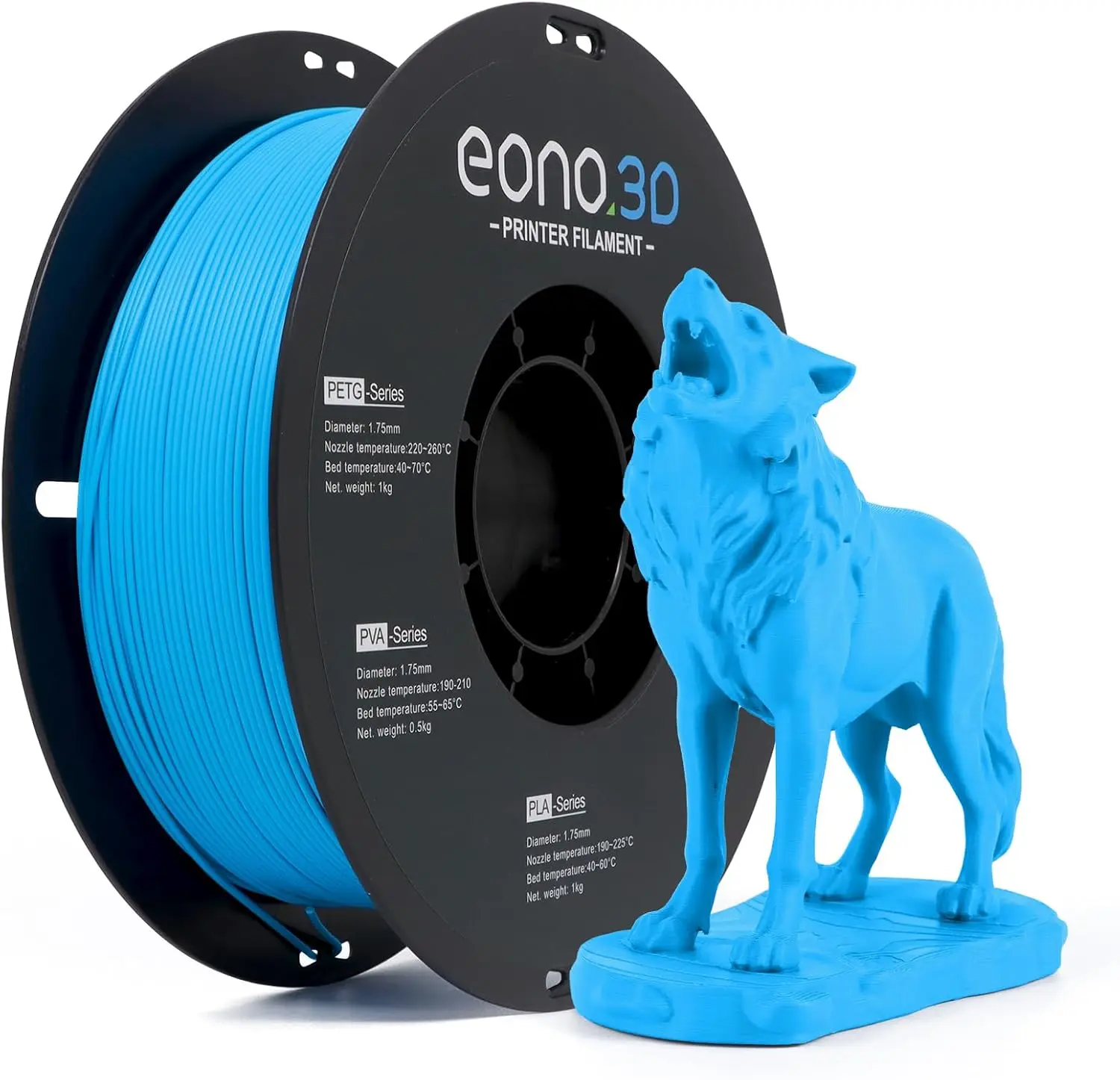 Filamento PLA Opaco 1.75mm Blu Cielo, 1KG Finitura Ultra Opaca per Stampe Lisce, Facile da Usare