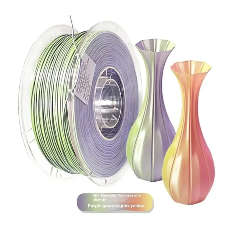 Filamento per Stampante 3D PLA Termocromico Bicolore da 1kg, 1.75mm, PLA con Cambio Colore Indotto dal Calore, Materiali di Consumo per Stampa 3D