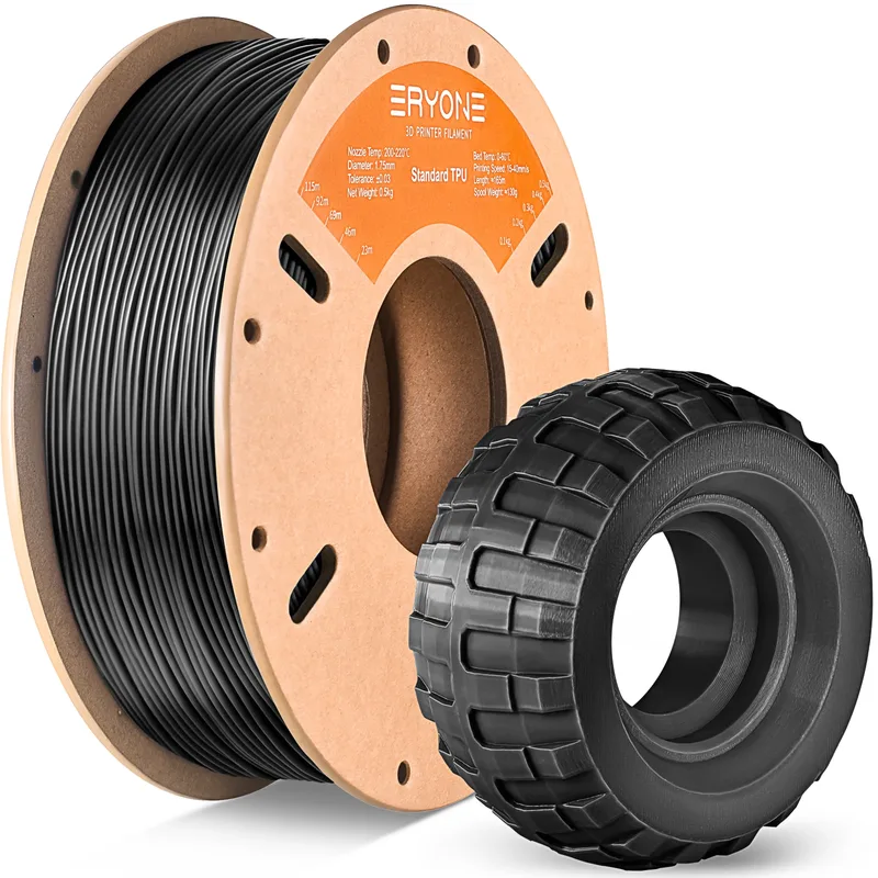 Filamento per Stampante 3D ERYONE TPU 95A 1.75mm, Flessibile 95A Morbido ad Alta Elasticità Bobina da 500g