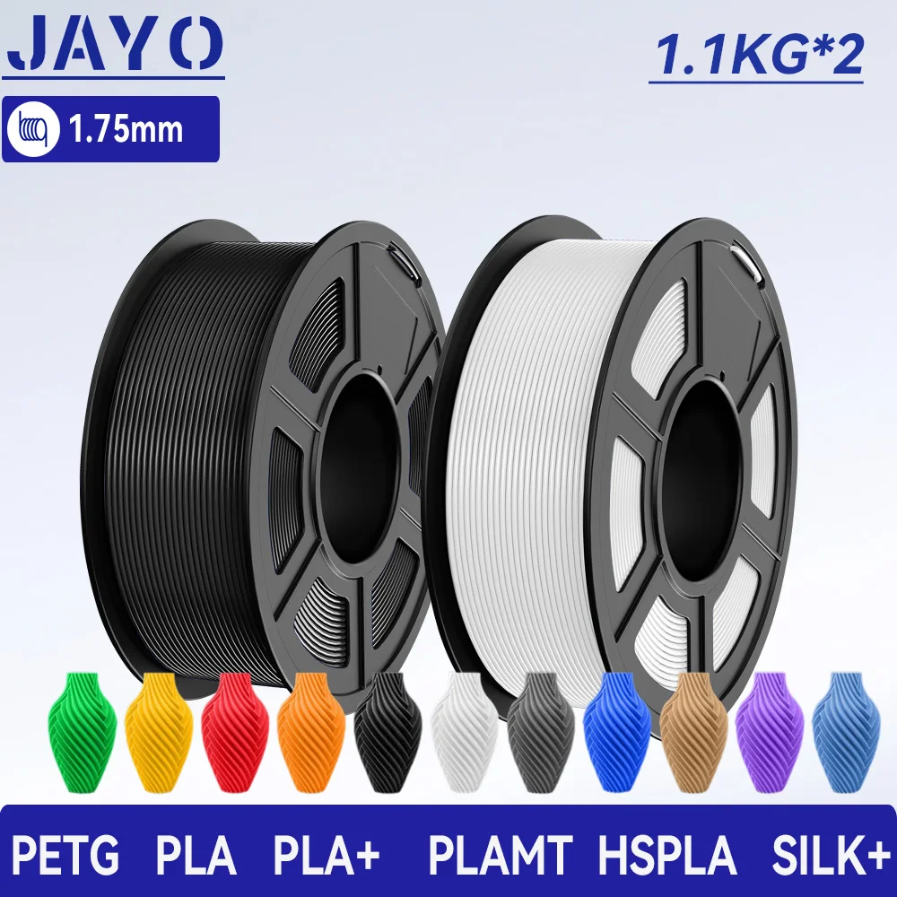 JAYO 2 Rotoli 3D PETG/PLA/PLA PLUS/HS PLA/PLA Meta/PLA Matte/SILK Filamento Stampante 3D 1,75mm Materiali di Stampa 3D per Stampante 3D
