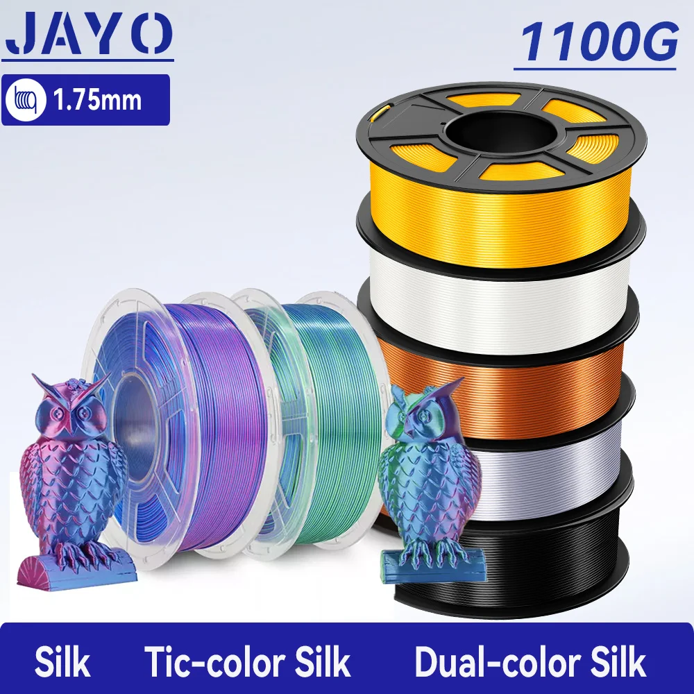 JAYO 3D Silk Pla Plus/Doppio/Triplo Colori SETA Filamento stampante 3D 1,75 mm SILK Rabinbow 1,1 kg/rotolo Materiali di stampa 3D