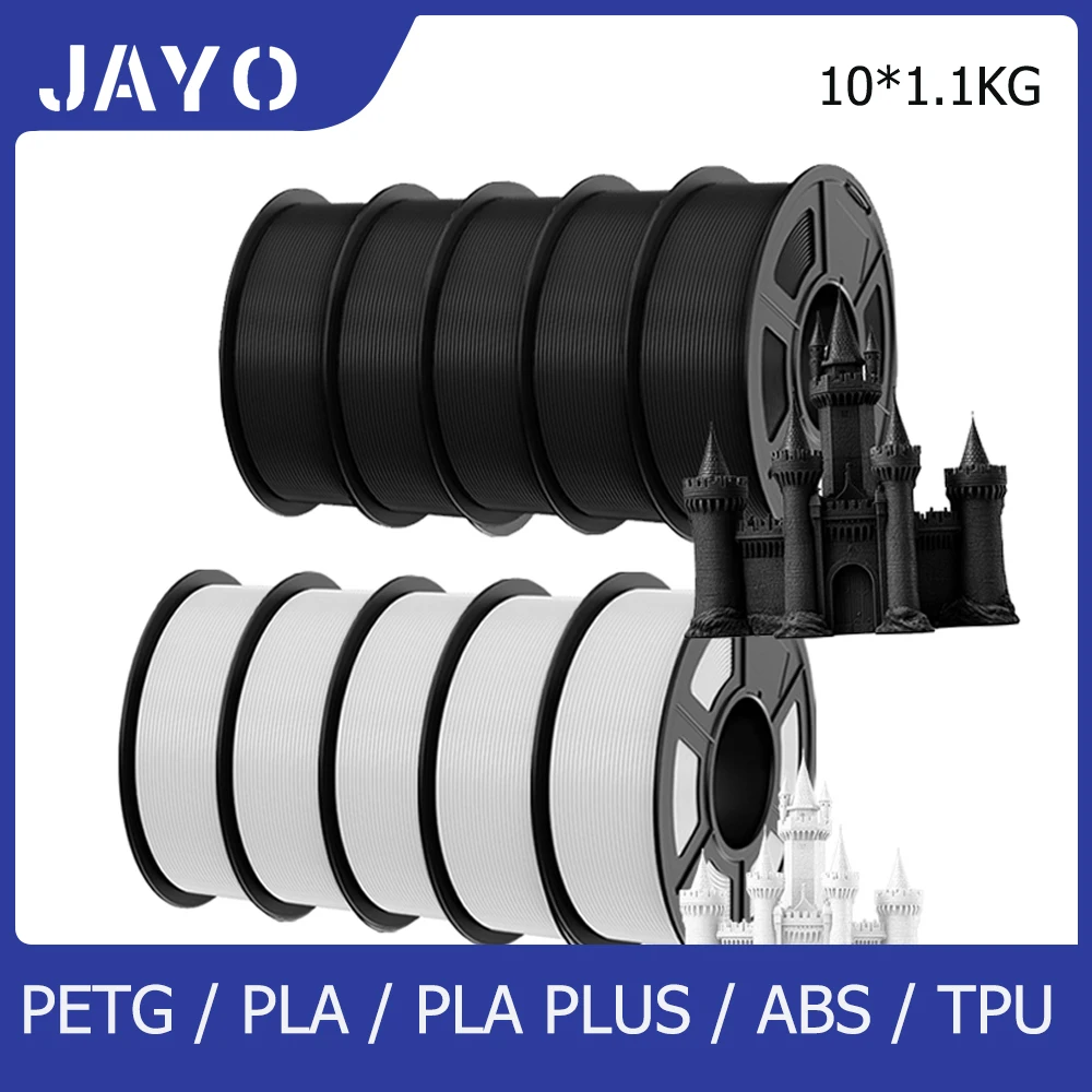 JAYO PETG/PLA Meta/PLA/PLA PLUS/ABS/TPU 10 Rotoli 1.75mm per FDM 100% No bubbel 3D parti della stampante accessori Regalo FAI DA TE Consegna Veloce