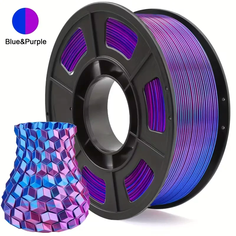 Filamento per Stampante 3D Bicolore Coestrusione Filamento PLA Seta Blu-Viola Cambio Colore 1.75mm