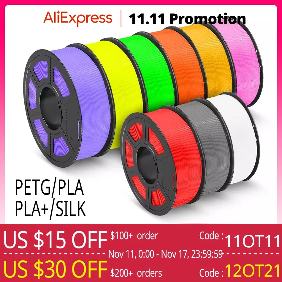 SUNLU PLA Filamento 3D 1KG 1,75MM PLAPLUS PETG SETA Confronto Pezziamente Nodi Inodore Non Tossico Ecologico Facile Stampa
