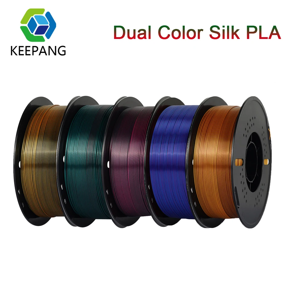 KEEPANG Filamento PLA di seta doppio/triplo 1KG ±0,02mm Filamento per stampa 3D 1,75mm Materiali di stampa multicolori per stampante 3D FDM
