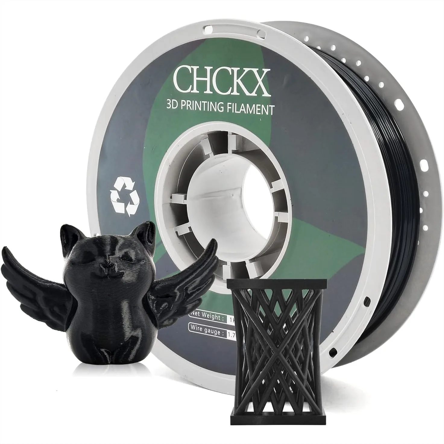 Filamento PETG per Stampante 3D, Precisione Dimensionale +/- 0,03 mm, Bobina da 1 kg, 1,75 mm, Nero
