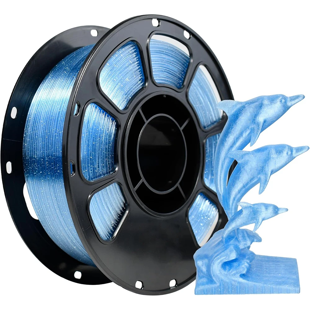 Filamento PLA PETG Cristallo Blu Scintillante per Stampante 3D 1.75mm Materiale PETG Cristallo Blu Scintillante per Stampante 3D 250g 500g 1Kg
