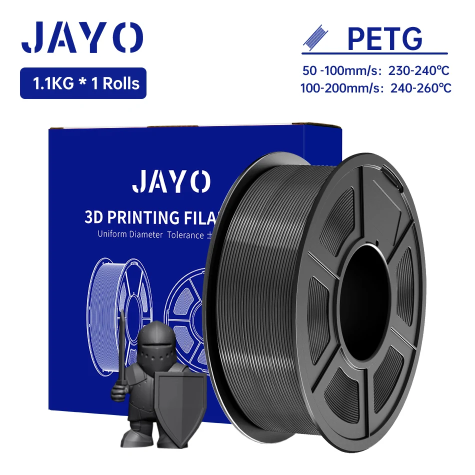 Filamento PETG JAYO da 1,1 kg Filamento per stampante 3D PETG da 1,75 mm adatto alla maggior parte delle stampanti 3D FDM Materiali di stampa 3D ben avvolti