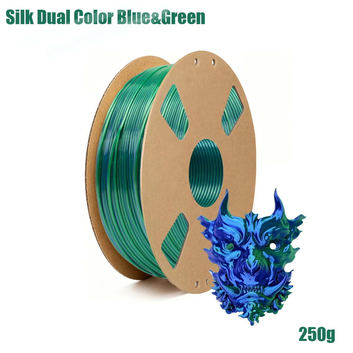 Filamento PLA Bicolore Blu-Verde Effetto Seta 1.75mm, Coestrusione Sfumata, Bobina da 200g/250g/500g/1000g