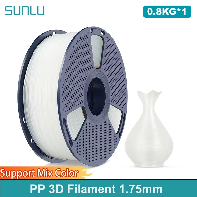 SUNLU 0.8KG PP Filamento 3D 1.75mm 800 g/rotolo Filamento Eccellente tenacità Forte resistenza alla fatica Filamento adatto alla maggior parte delle stampanti FDM