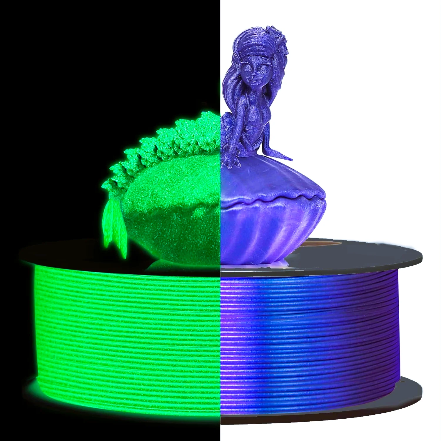 Filamento per Stampante 3D Chameleon PLA con Cambio Colore 1.75mm Viola Fluorescente al Buio per Stampante 3D