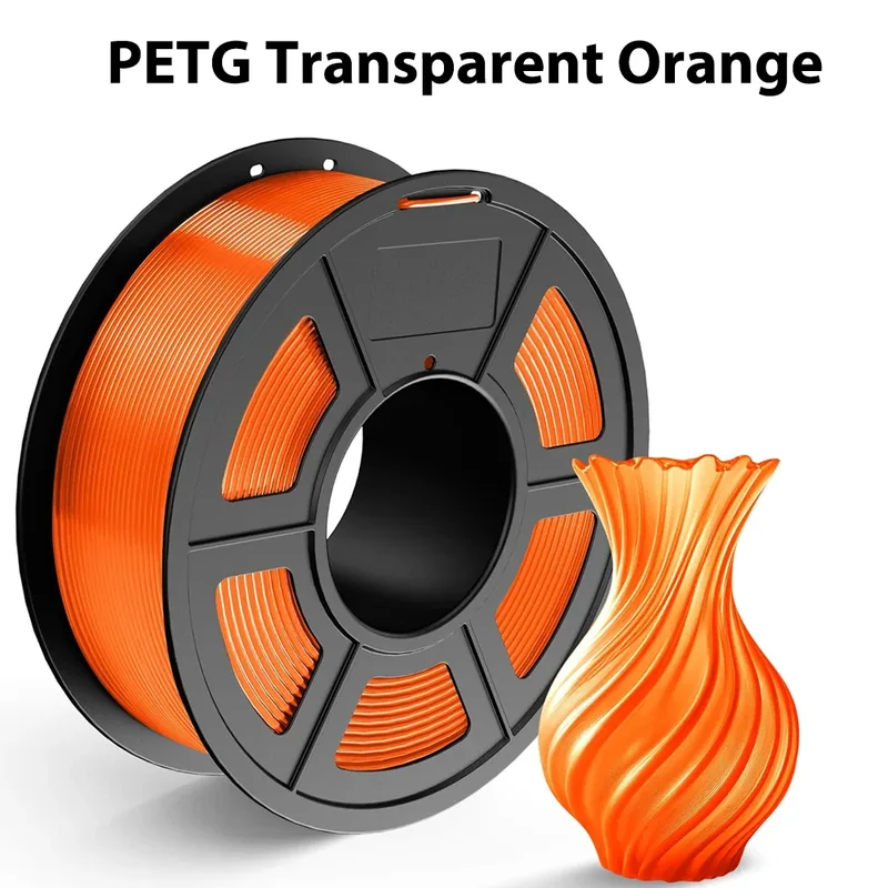 Filamento PETG Trasparente Arancione 1.75mm per Stampante 3D, Materiali di Consumo 250g 500g 1kg, Materiale PETG Trasparente per Stampante 3D