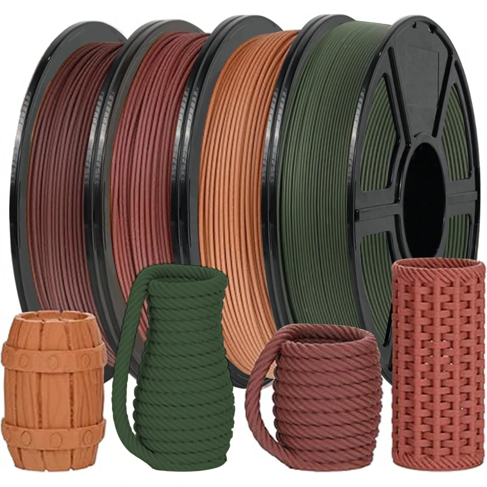 Filamento di legno PLA 1,75 mm 1 kg 500 g 250 g FDM Stampante 3D Materiali plastici Filamento PLA con polvere di legno Colore nero giallo chiaro