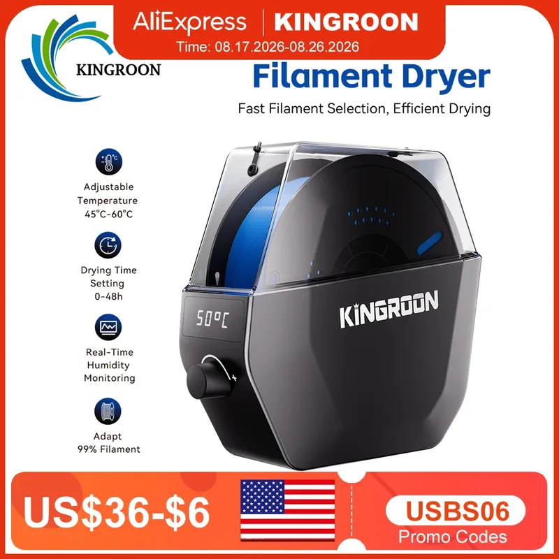 KINGROON KR-01 Scatola Essiccatrice per Filamenti di Stampanti 3D, Contenitore per Mantenere i Filamenti Asciutti, Compatibile con PLA/PETG/TPU/ABS, Accessori per Stampanti 3D