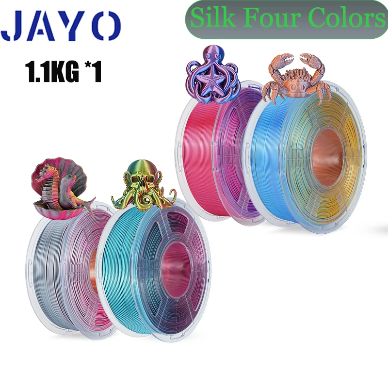 JAYO 1KG Filamento Stampante 3D PLA + SETA Quattro Colori 1.75mm Toleranze +/-0.02mm Senza bolle FDM Materiali Stampante 3D Regalo FAI DA TE