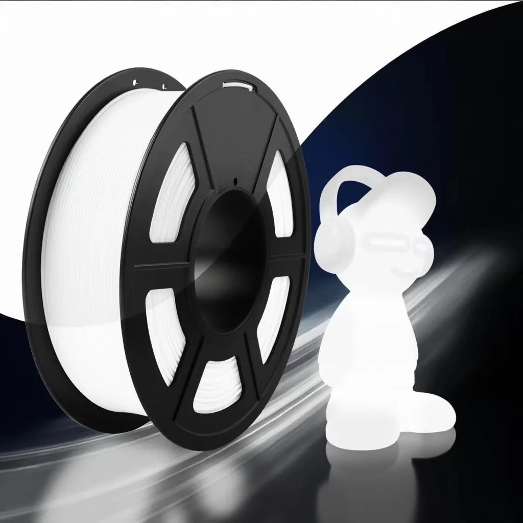 Filamento PLA Glow in The Dark da 1,75 mm con Superficie Liscia, Bobina Piccola da 0,25 kg (250 g) per Stampa 3D, Bianco