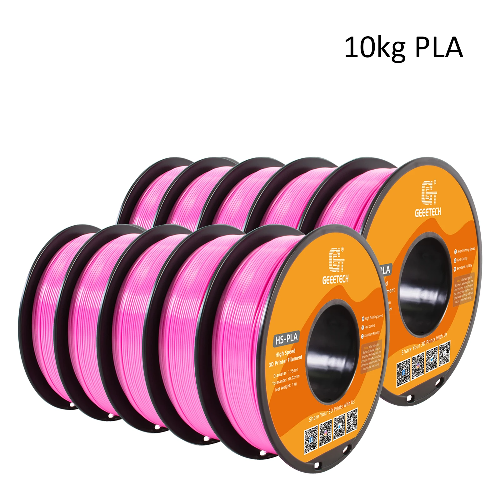 Filamento per stampante 3D PLA ad alta velocità GEEETECH da 10 kg 1 kg 1,75 mm, velocità di polimerizzazione e stampa più veloci, qualità di stampa più elevata