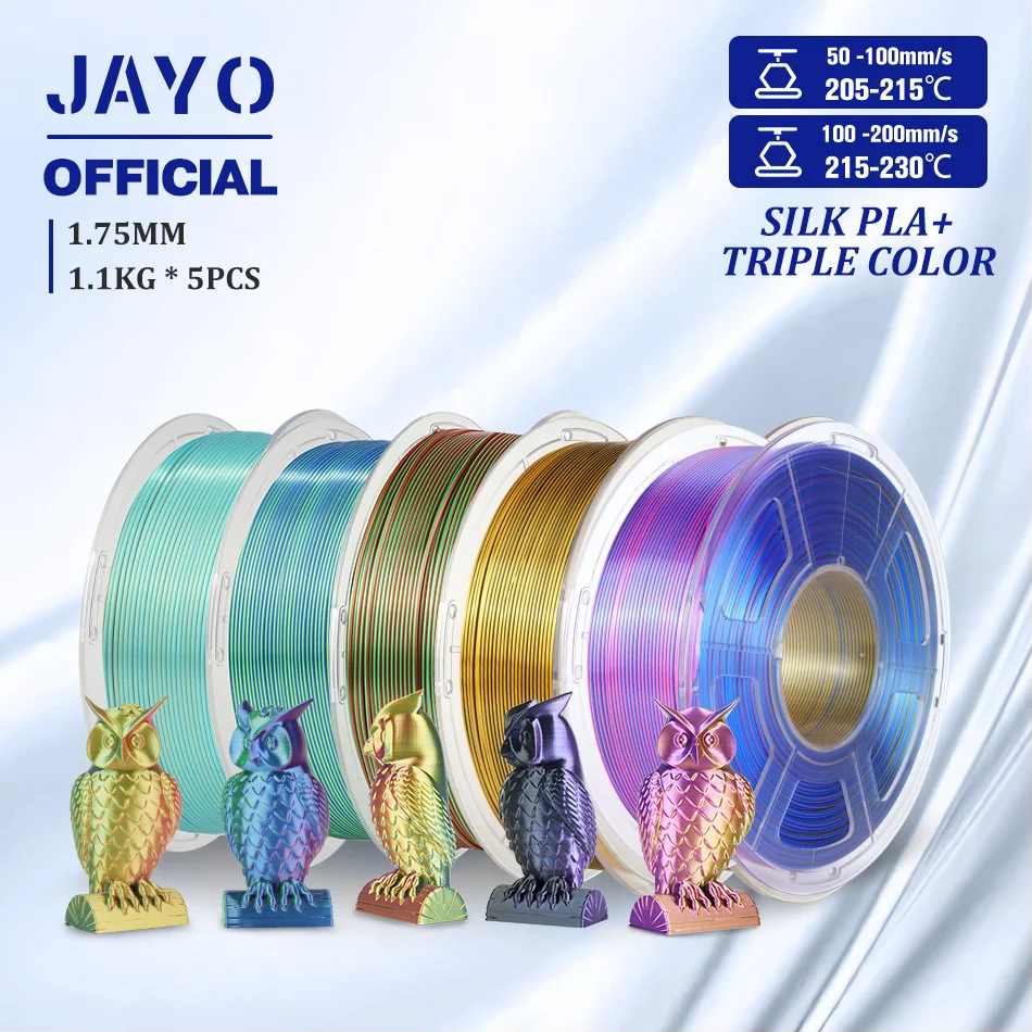 Filamento JAYO SILK PLA 1,75 mm Doppi colori Filamento stampante 3D Coestrusione Seta Triplo colore Filamento 3D Lucido Cambio multicolore