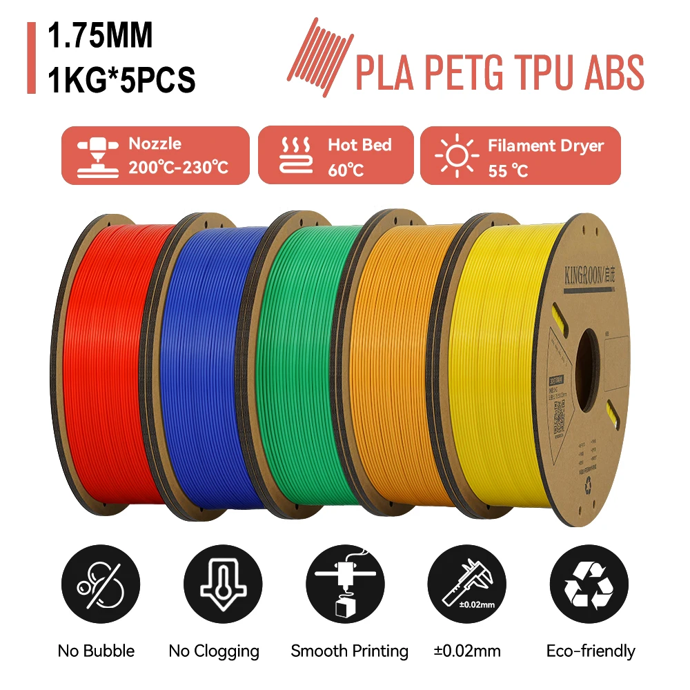 Filamento per stampante 3D con bobina di filamento da 5 kg PLA PETG TPU ABS 1,75 mm 1 kg per stampante 3D