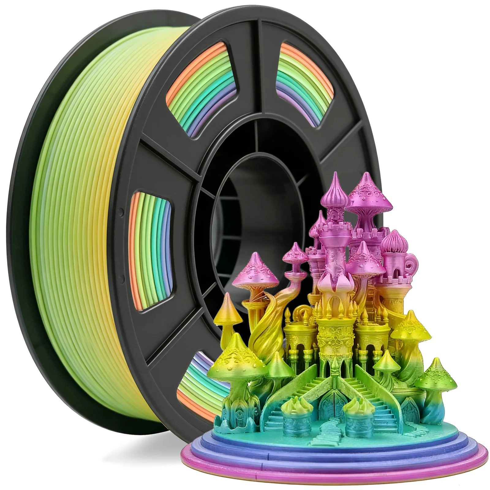 Filamento PLA 1.75mm, Multicolore per Stampante 3D, PLA con Gradiente di Colore, Compatibile con la Maggior Parte delle Stampanti FDM, 250g (0.55lbs)