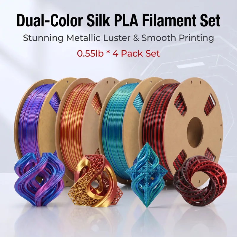 Filamento PLA Bicolore Effetto Seta 1,75mm Nero Rosso Oro Rosso Blu Rosso Blu Verde Lucido per Stampa 3D Compatibile con Stampanti 3D FDM