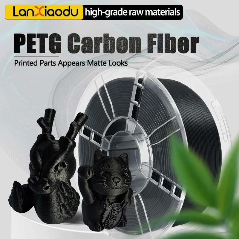 Lanxiaodu fibra di carbonio PETG CF 1.75mm 1KG filamento per stampante 3d buona duttilità, resistenza agli urti, alta resistenza e rigidità