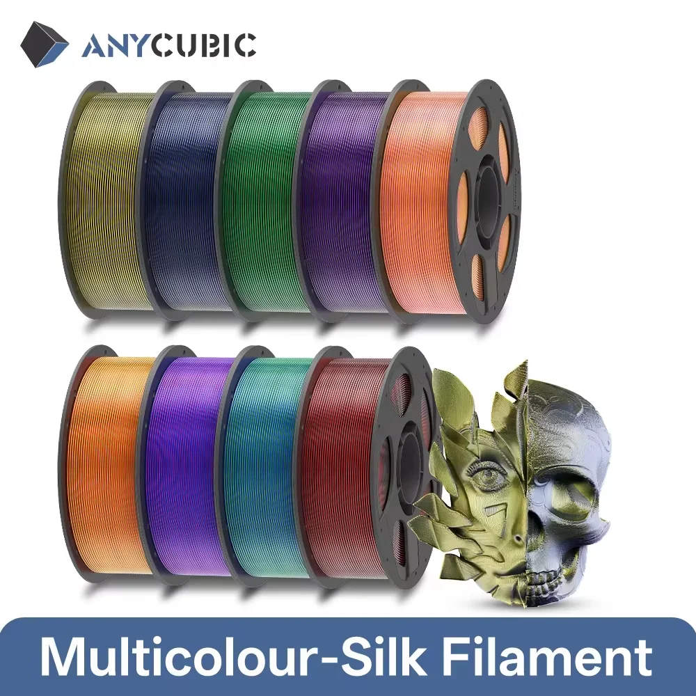 ANYCUBIC Filamento di seta bicolore Texture di seta Stampante 3D FDM Filamento PLA Brillante Materiale di stampa 3D di seta multicolore brillante