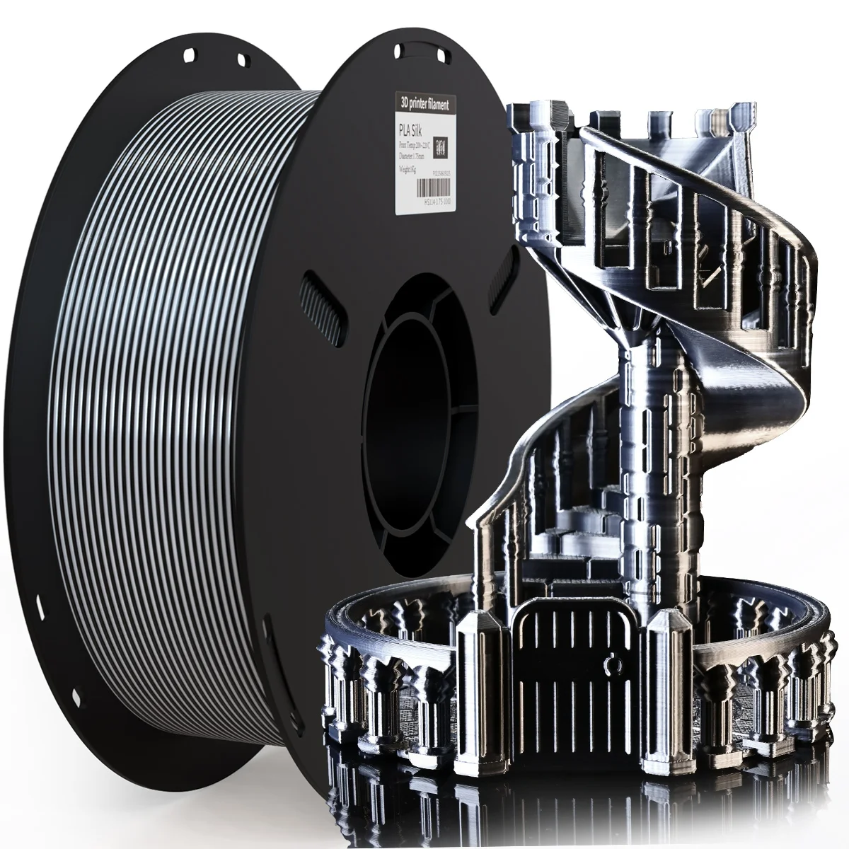 Stampante 3D PRYNZU Silk PLA 1,75 mm bicolore tricolore lucido cambiamento di colore Materiale in filo di plastica, bobina da 1 kg adatta alla maggior parte delle stampanti FDM