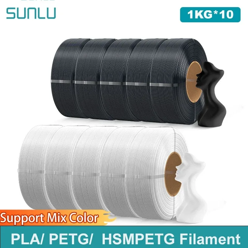 SUNLU 10KG PLA/PETG/Filamento PETG opaco ad alta velocità 1,75mm 1KG senza vassoio Filamento stampante 3D per stampante 3D,Rifllare il filamento