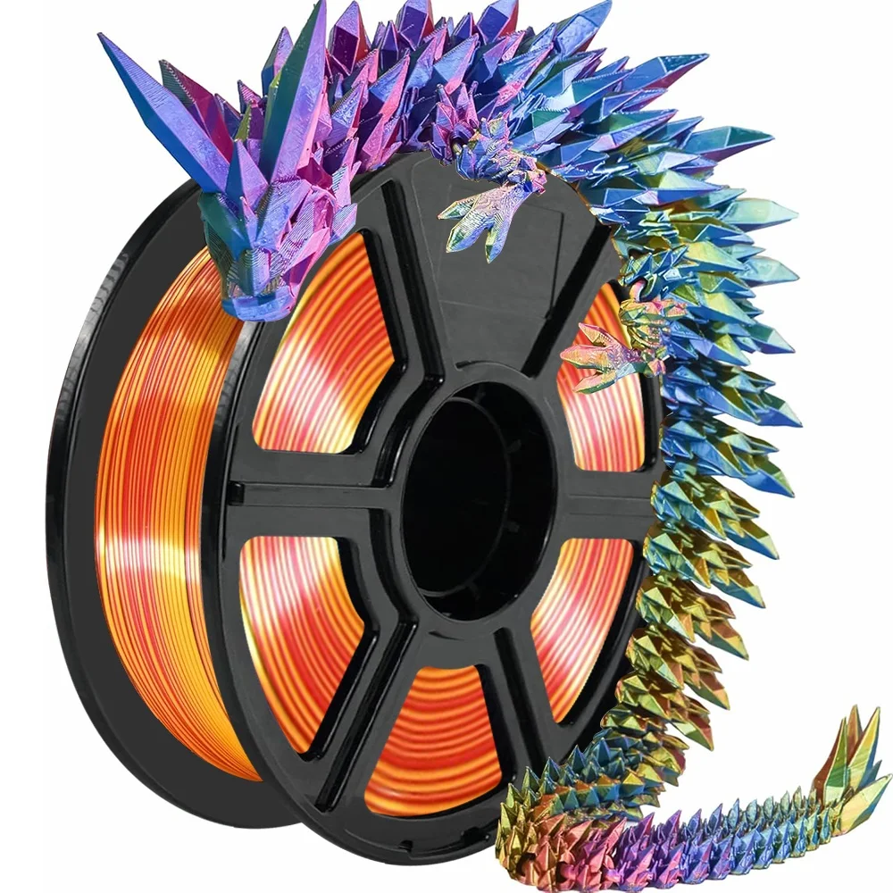 Filamento tricolore Seta PLA 1,75 mm 1 kg/500 g/250 g/200 g Filamento stampante 3D Multicolor PLA Triplo colore Rosso Blu Verde Oro Bundle