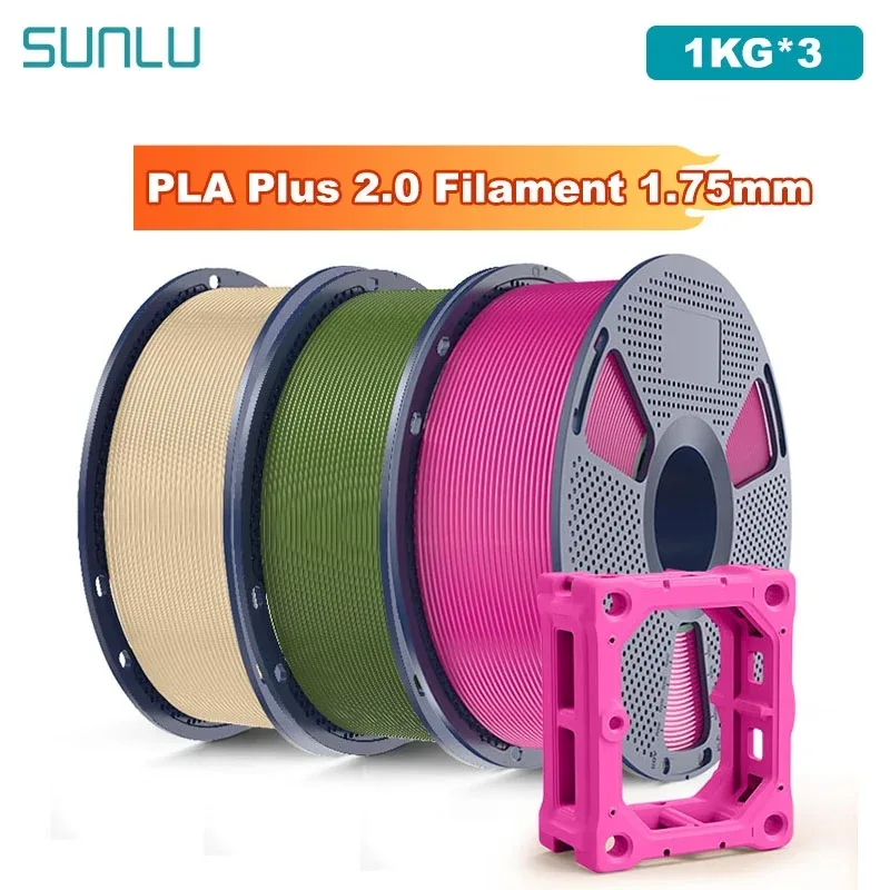 SUNLU 3KG PLA Plus 2.0 Filamento per stampante 3D Bobina da 1,75 mm 1000 g (2,2 libbre) Filamento prelavato senza nodi Adatto alla maggior parte delle stampanti FDM