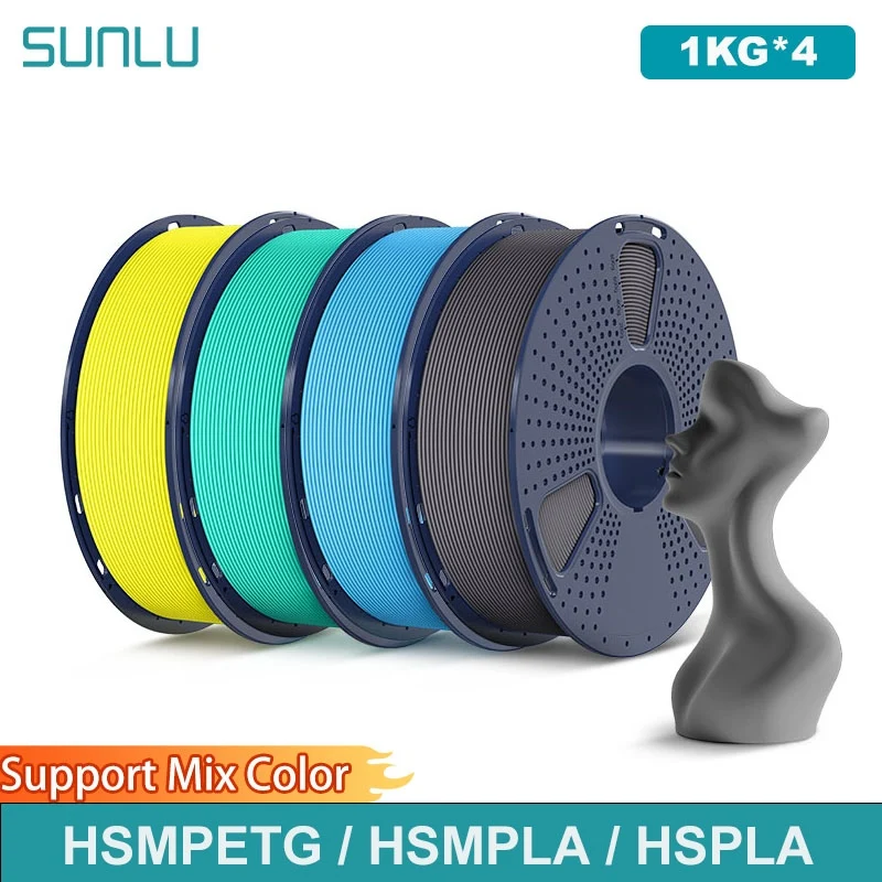 Filamento stampante 3D arcobaleno PLA 1,75mm 0,02mm 4kg confezione da 4 SUNLU multicolore
