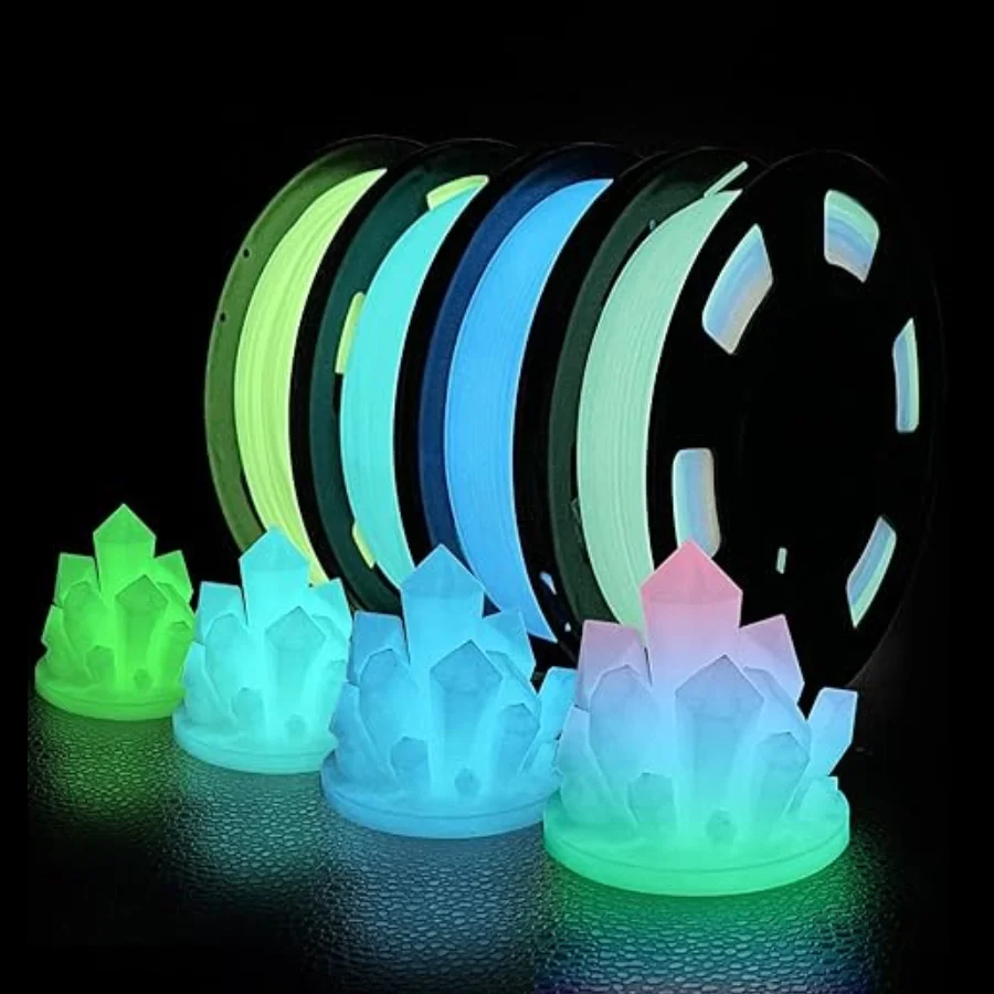 Filamento per stampante 3D Pla da 1,75 mm che si illumina al buio 1KG 200g Filamento arcobaleno PLA Blu Verde Materiale Luminoso trasparente Tpu flessibile