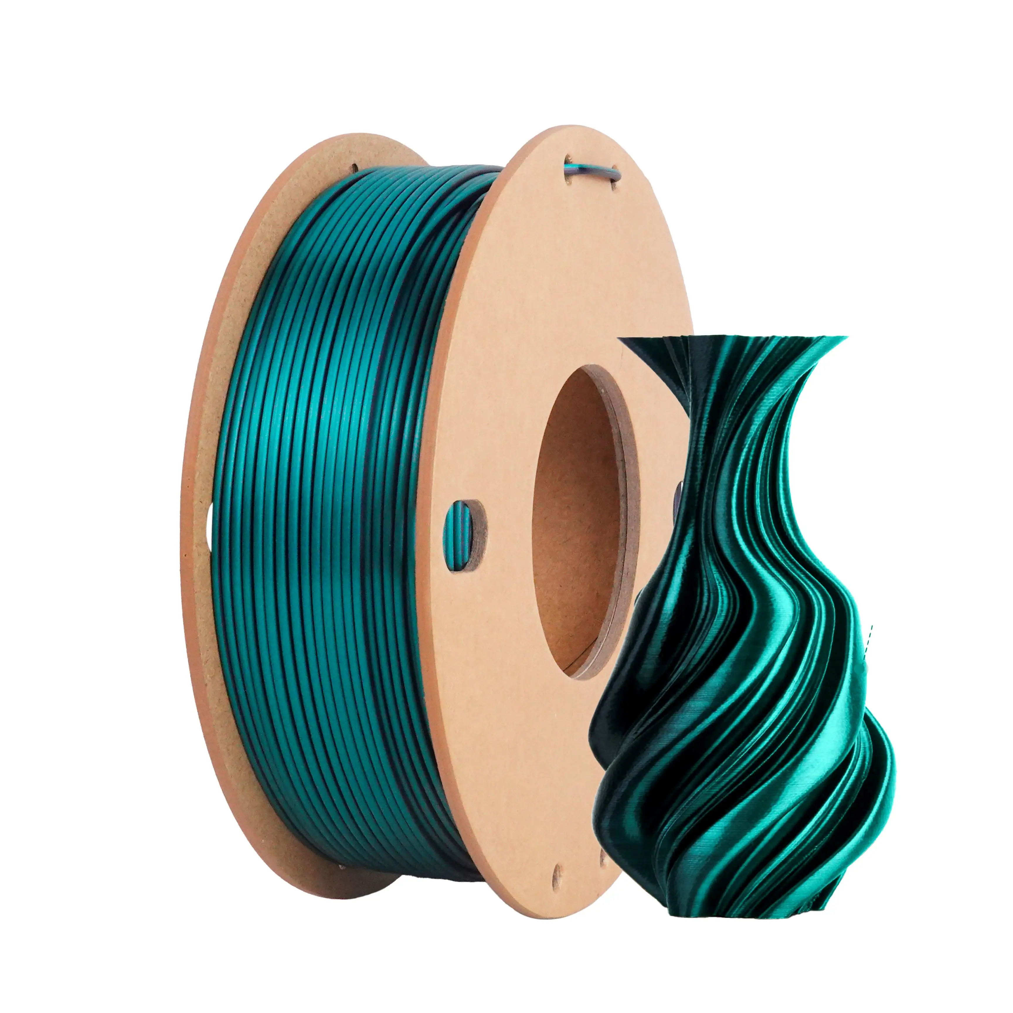 Filamento PLA Nero Verde Seta, Bicolore, Bobina Riutilizzabile Compatibile con Filamento di Ricarica Bambu Lab, Filamento per Stampa 3D da 1,75 mm
