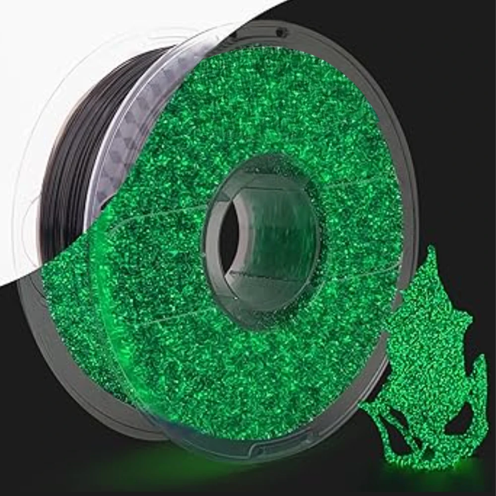 Filamento luminoso PLA 1,75 mm 1 kg 500 g 250 g Glow In The Dark Filament Sparkle Materiale stampante 3D PLA Stelle stellate Blu Verde
