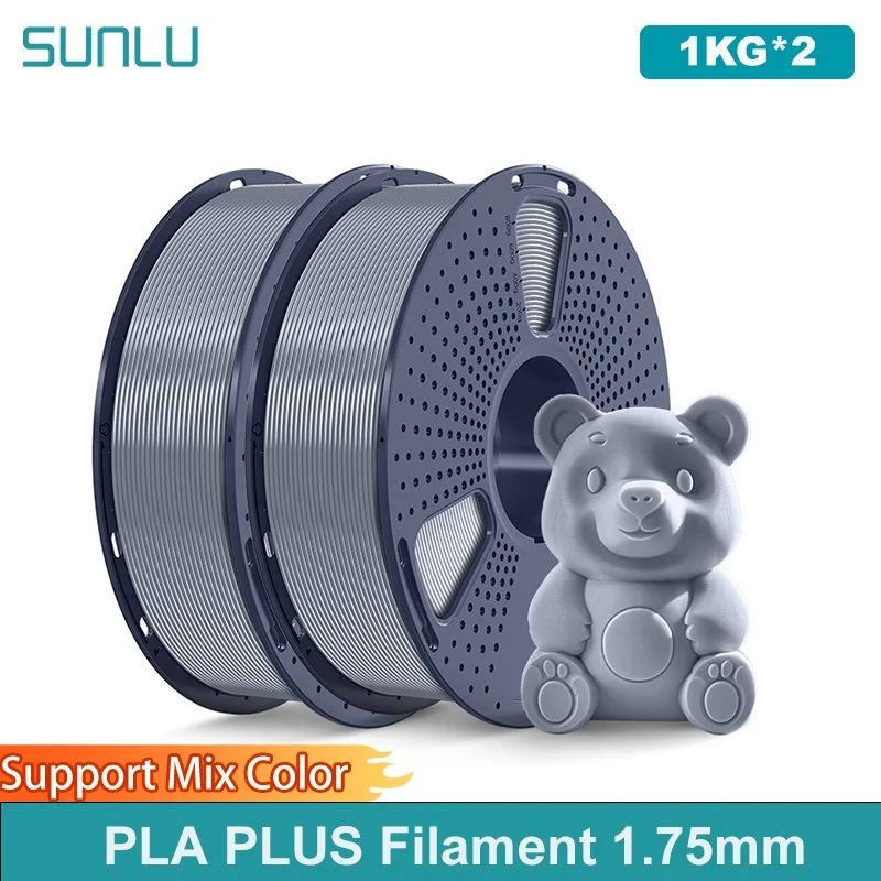 SUNLU 2KG PLA PLUS/Filamento trasparente Bobina da 1,75 mm 1000 g (2,2 libbre) Filamento ordinato ad alta tenacità adatto alla maggior parte delle stampanti FDM